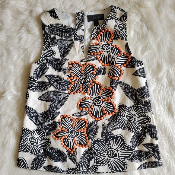 J. Crew Notched Shell Polynesian Floral Size 0 EUC - Picture 5 of 16